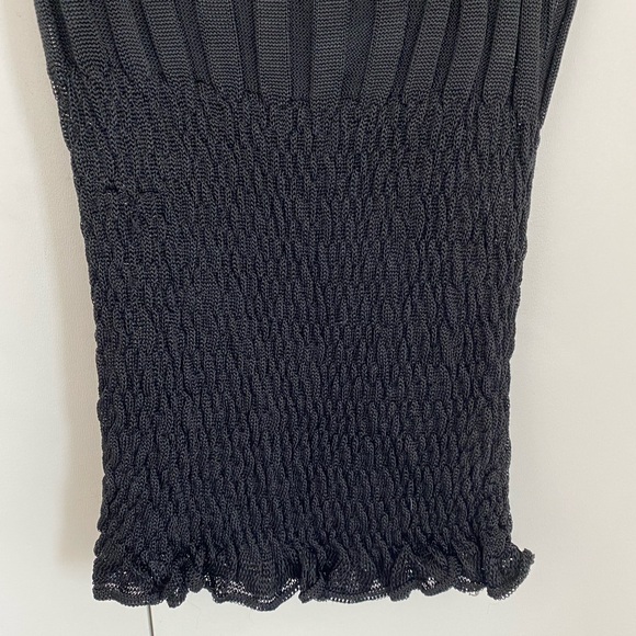 y2k Bebe Black Ribbed Puff Sleeve Smocked Waist Top Size XS‎ - Picture 6 of 9